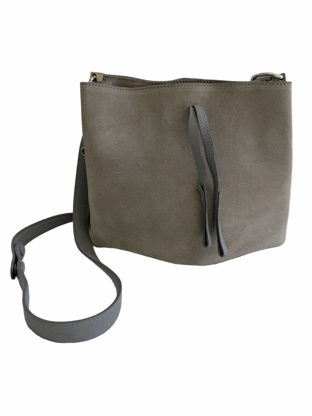 Maison Martin Margiela Gray Suede Calf Leather Shoulder Strap Bucket Purse Bag